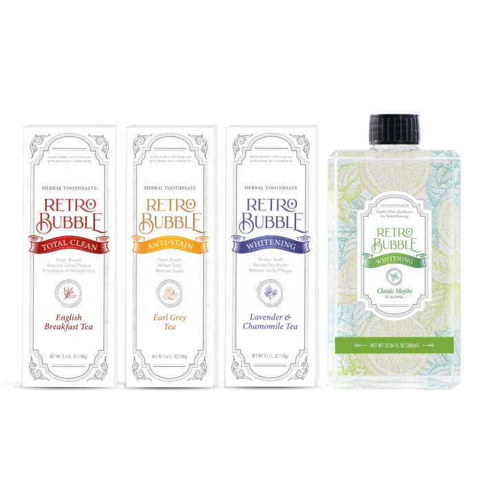 RETRO BUBBLE<br>全效/去漬/亮白草本精品無氟牙膏多件組